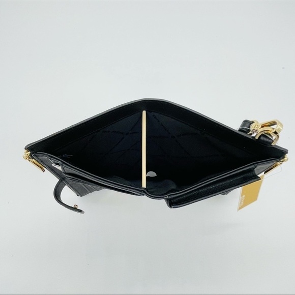 Michael Kors Large Double Zip Wallet Wristlet Black Leather - Picture 7 of 9